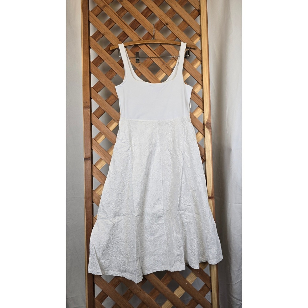 Desigual Sleeveless Midi Dress Womens Size‎ S White Textured Skirt - NEW